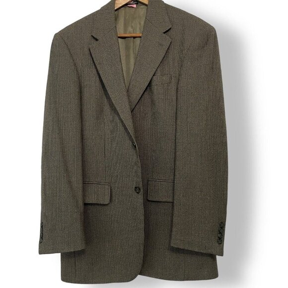 Geoffrey Beene Size 39L Men's 100% Lambs Wool Sports Coat Tweed Blazer Brown - Picture 1 of 10